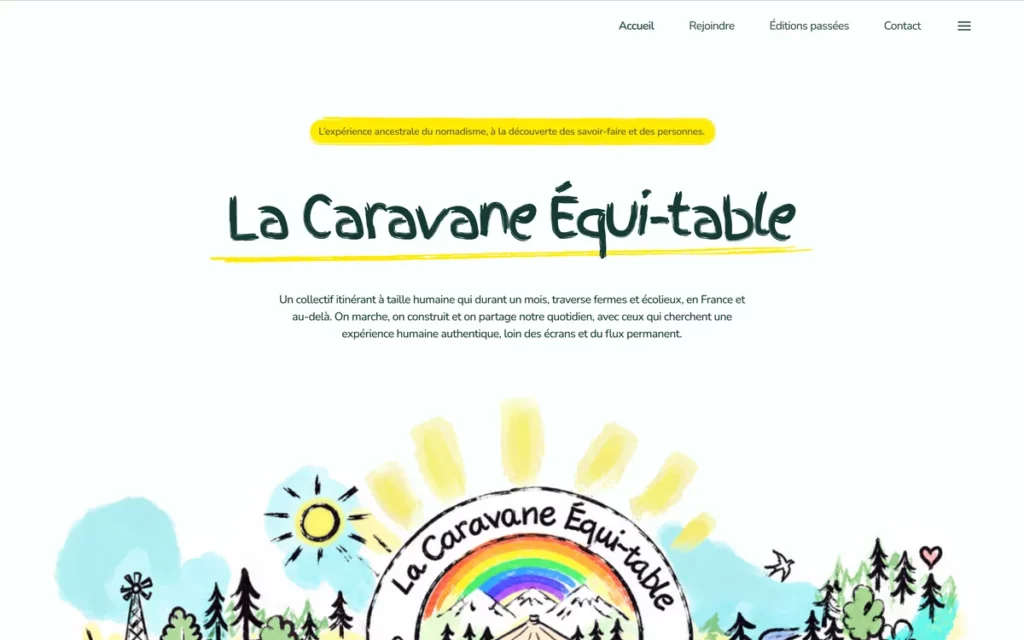 Page d'accueil du site de La Caravane Équi-table